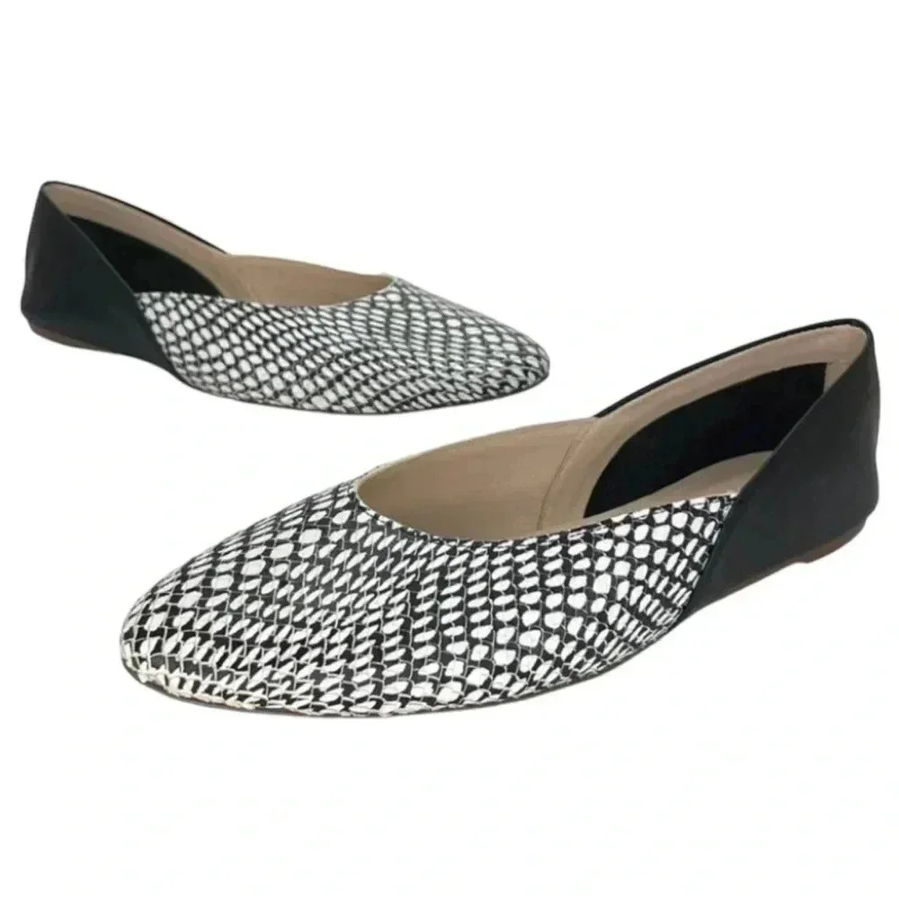 Botkier Britt Womens Flats 5.5M Leather Snake Print Slip On